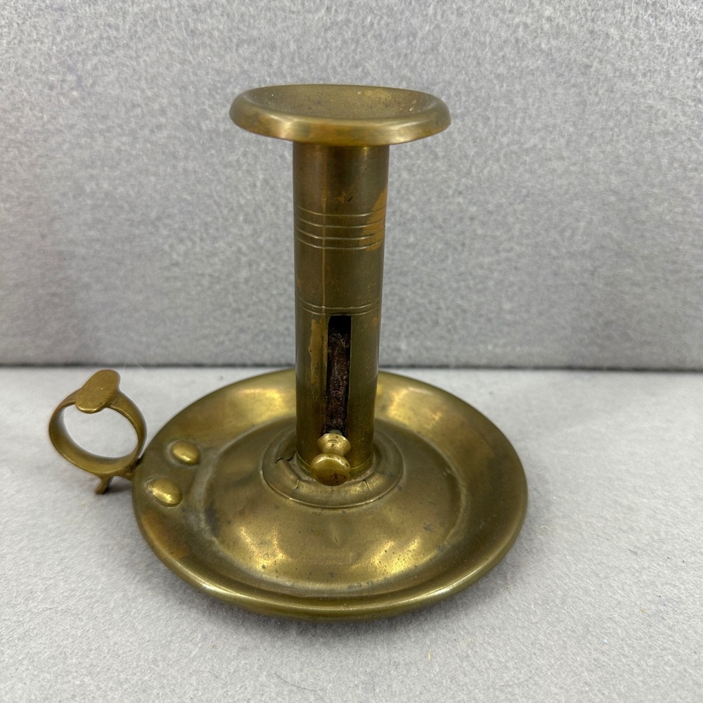 W T Antique Brass Finger‎ Candlestick Holder Push Up Ejector Candle Holder